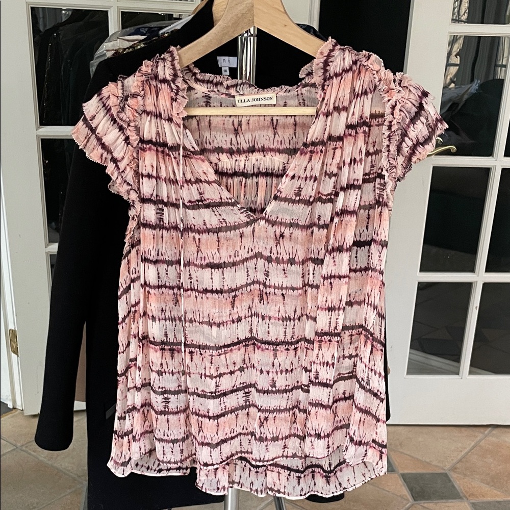 Ulla Johnson Pink and Black Patterned Blouse